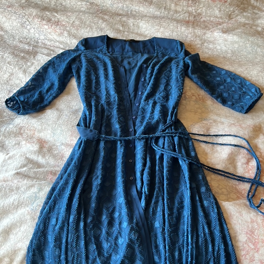 Maje maxi button down dress with waist tie, size 1 or small